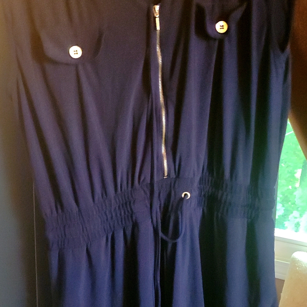 ROMPER, NAVY & GOLD ZIP